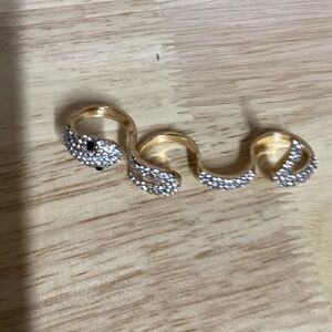 Gold-Tone Crystal Snake Wrap Ring - Women's Fashion Jewelry